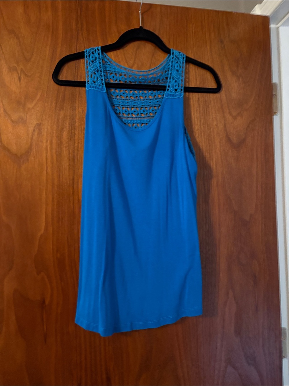 Cable & Gauge Turquoise Crochet-Back Tank Top